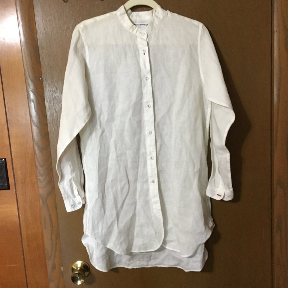 Uniqlo Ines De La Fressange Women's Button Up Linen Tunic Shirt Size XS